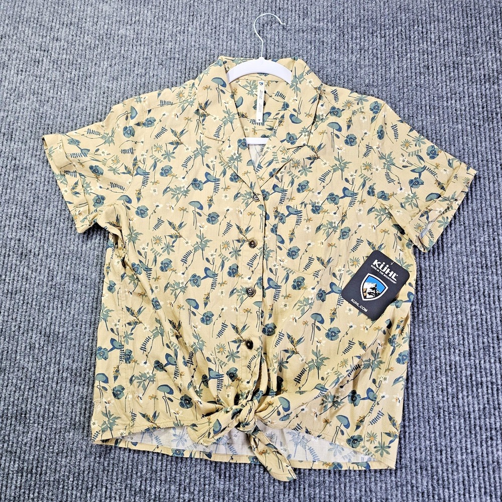 NWT KUHL Elsie Short Sleeve Shirt w/ Front Tie - Honey Floral  Women's M